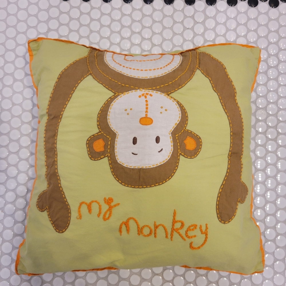 Monkey cotton decorative pillow handmade baby kids